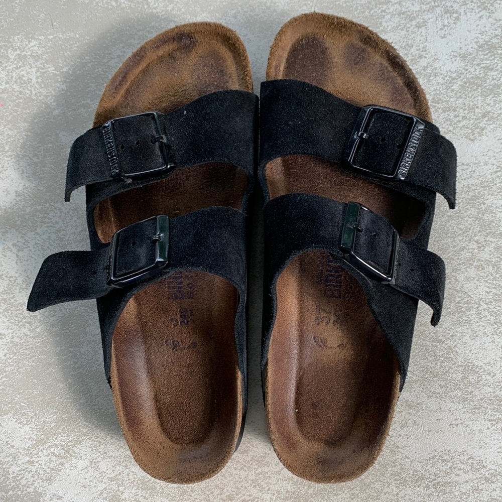 Birkenstock black suede Arizona sandals 37 narrow